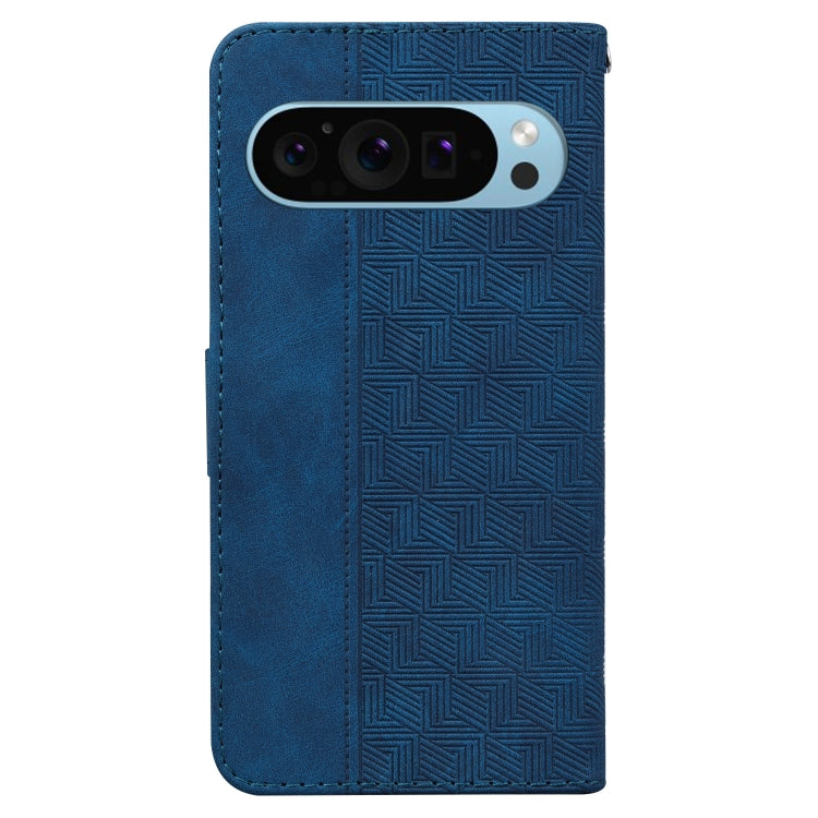 For Google Pixel 9 Geometric Embossed Leather Phone Case(Blue) - Google Cases by PMC TechLife | Online Shopping South Africa | PMC TechLife | Buy Now Pay Later Mobicred