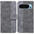 For Google Pixel 9 Pro 5G Geometric Embossed Leather Phone Case(Grey) - Google Cases by PMC TechLife | Online Shopping South Africa | PMC TechLife | Buy Now Pay Later Mobicred