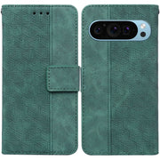 For Google Pixel 9 Pro 5G Geometric Embossed Leather Phone Case(Green)