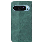 For Google Pixel 9 Pro 5G Geometric Embossed Leather Phone Case(Green)