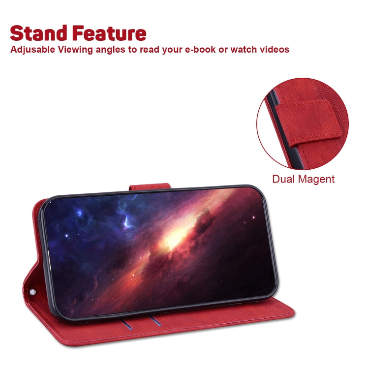 For Google Pixel 9 Pro 5G Geometric Embossed Leather Phone Case(Red)