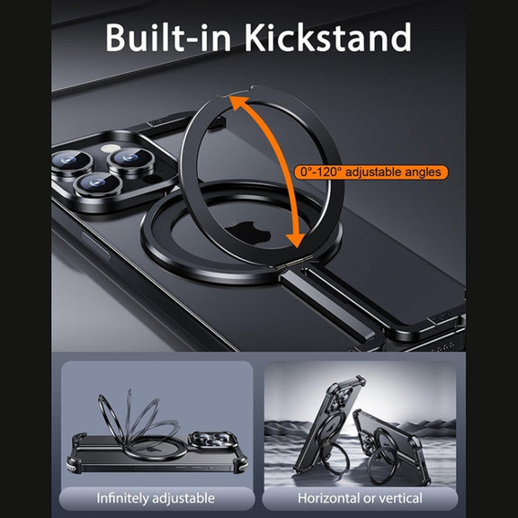 For iPhone 14 Pro MagSafe Magnetic Frameless Holder Phone Case(Black)