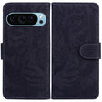 For Google Pixel 9 Tiger Embossing Pattern Flip Leather Phone Case(Black) - Google Cases by PMC TechLife | Online Shopping South Africa | PMC TechLife | Buy Now Pay Later Mobicred