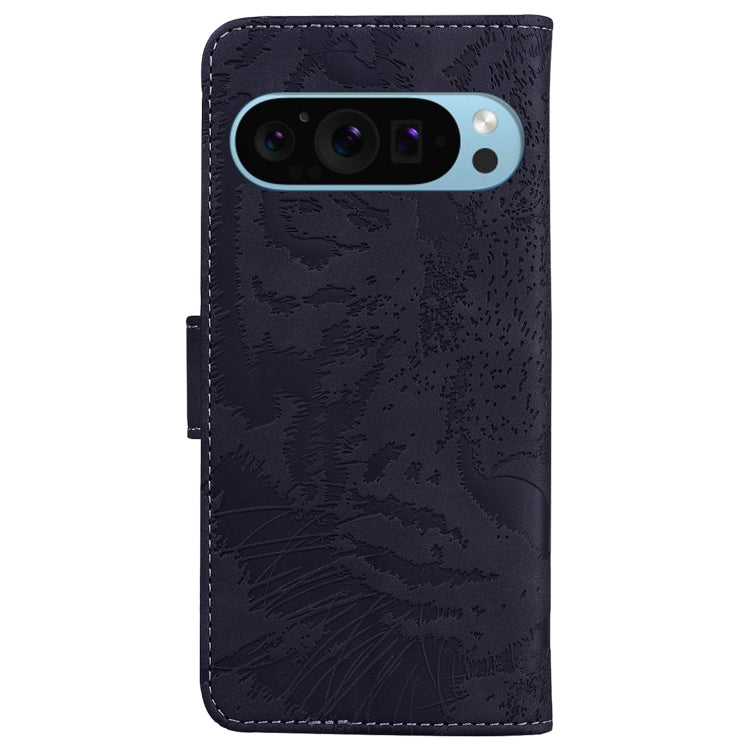 For Google Pixel 9 Tiger Embossing Pattern Flip Leather Phone Case(Black) - Google Cases by PMC TechLife | Online Shopping South Africa | PMC TechLife | Buy Now Pay Later Mobicred