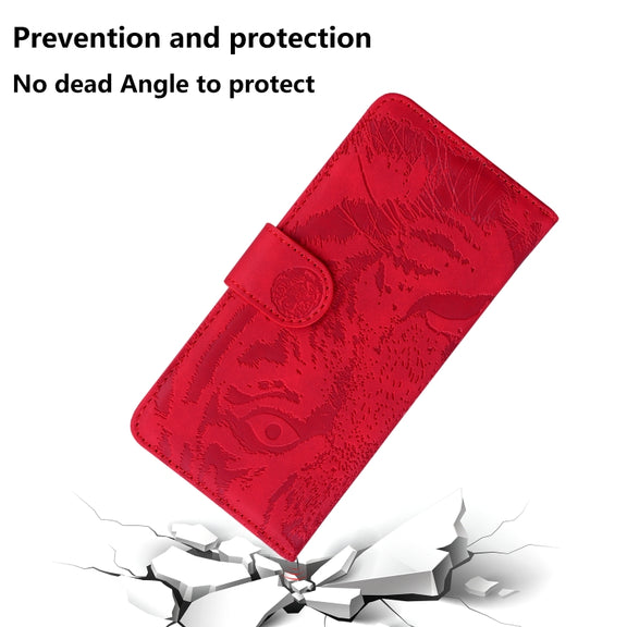 For Google Pixel 9 Tiger Embossing Pattern Flip Leather Phone Case(Red)