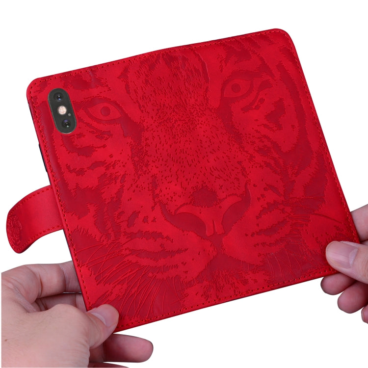 For Google Pixel 9 Tiger Embossing Pattern Flip Leather Phone Case(Red)