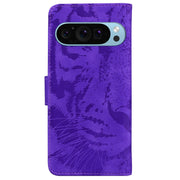 For Google Pixel 9 Tiger Embossing Pattern Flip Leather Phone Case(Purple)