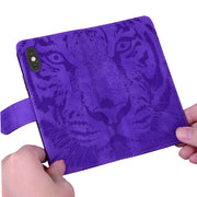 For Google Pixel 9 Tiger Embossing Pattern Flip Leather Phone Case(Purple)