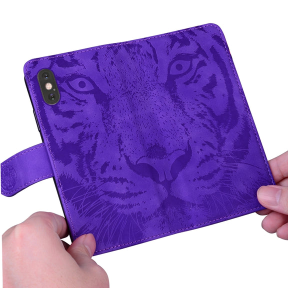 For Google Pixel 9 Tiger Embossing Pattern Flip Leather Phone Case(Purple)