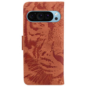 For Google Pixel 9 Tiger Embossing Pattern Flip Leather Phone Case(Brown)