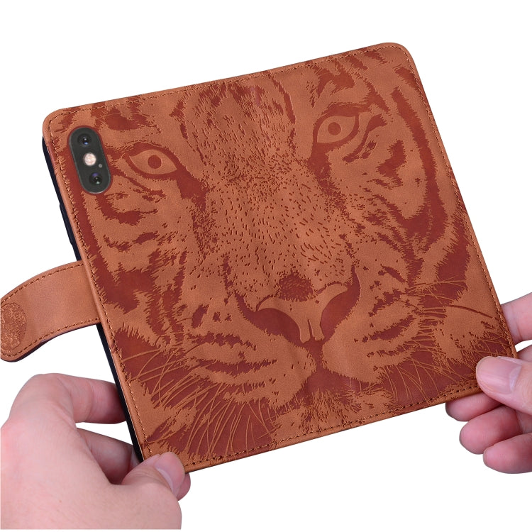 For Google Pixel 9 Tiger Embossing Pattern Flip Leather Phone Case(Brown)