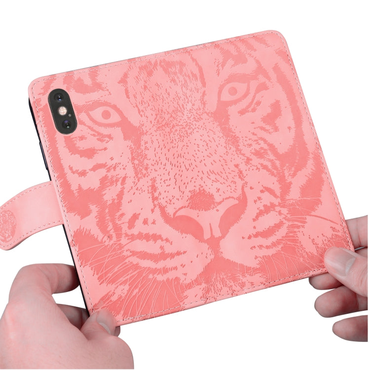 For Google Pixel 9 Tiger Embossing Pattern Flip Leather Phone Case(Pink) - Google Cases by PMC TechLife | Online Shopping South Africa | PMC TechLife | Buy Now Pay Later Mobicred