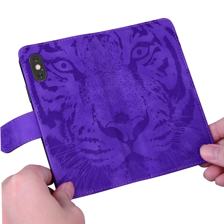For Google Pixel 9 Pro 5G Tiger Embossing Pattern Flip Leather Phone Case(Purple)