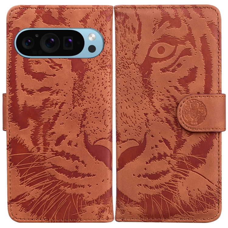 For Google Pixel 9 Pro 5G Tiger Embossing Pattern Flip Leather Phone Case(Brown) - Google Cases by PMC TechLife | Online Shopping South Africa | PMC TechLife | Buy Now Pay Later Mobicred