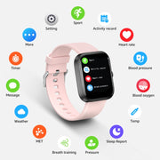 GTS5 2.0 inch Fitness Health Smart Watch, BT Call / Heart Rate / Blood Pressure / MET / Blood Glucose(Pink)