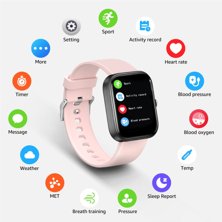 GTS5 2.0 inch Fitness Health Smart Watch, BT Call / Heart Rate / Blood Pressure / MET / Blood Glucose(Pink)