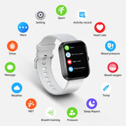 GTS5 2.0 inch Fitness Health Smart Watch, BT Call / Heart Rate / Blood Pressure / MET / Blood Glucose(Light Grey)