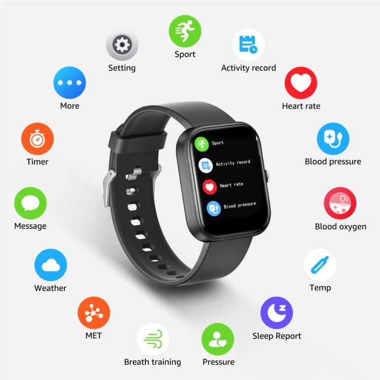 GTS5 2.0 inch Fitness Health Smart Watch, BT Call / Heart Rate / Blood Pressure / MET / Blood Glucose(Black) - Smart Wristbands by PMC TechLife | Online Shopping South Africa | PMC TechLife