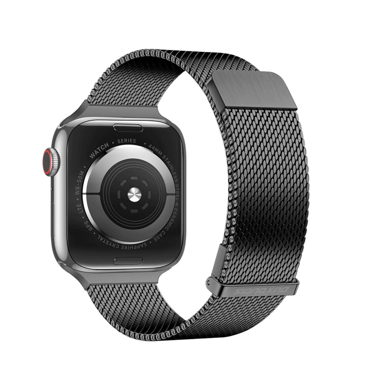 For Apple Watch Series 8 45mm DUX DUCIS Milanese Pro Series Stainless Steel Watch Band(Black)