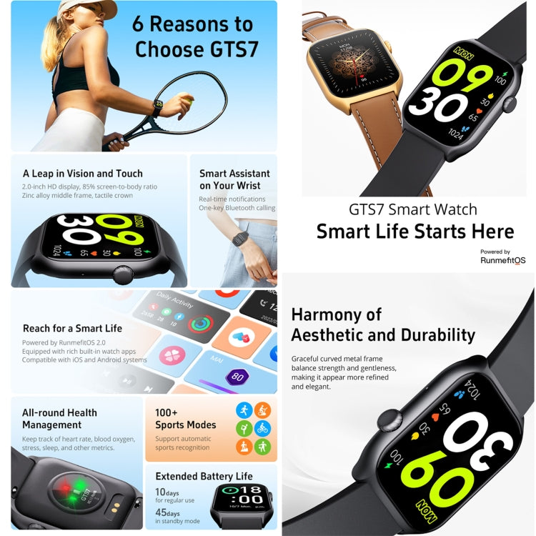 GTS7 2.0 inch Fitness Health Smart Watch, BT Call / Heart Rate / Blood Pressure / MET(Blue) - free shipping - PMC TechLife - Order now!
