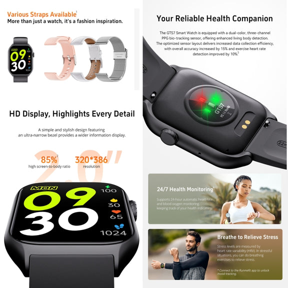 GTS7 2.0 inch Fitness Health Smart Watch, BT Call / Heart Rate / Blood Pressure / MET(Pink)