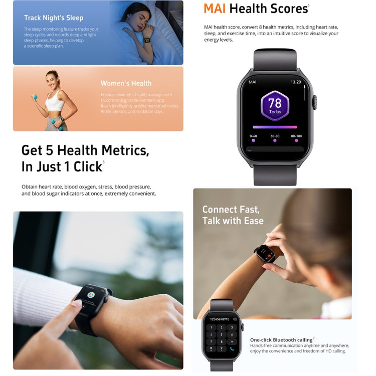 GTS7 2.0 inch Fitness Health Smart Watch, BT Call / Heart Rate / Blood Pressure / MET(Light Grey) - free shipping - PMC TechLife - Order now!