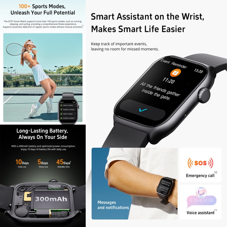 GTS7 2.0 inch Fitness Health Smart Watch, BT Call / Heart Rate / Blood Pressure / MET(Light Grey) - free shipping - PMC TechLife - Order now!