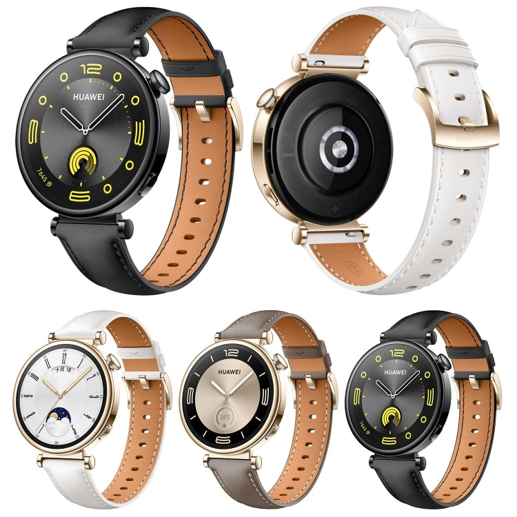 For Huawei Watch  GT 4 18mm Genuine Leather Watch Band(White) - Watch Bands by PMC TechLife | Online Shopping South Africa | PMC TechLife | Buy Now Pay Later Mobicred