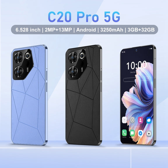 C20 Pro 5G / U32, 3GB+32GB, 6.528 inch Face Identification Android 10.0 MTK6737 Quad Core, Network: 4G, OTG, Dual SIM(Black)