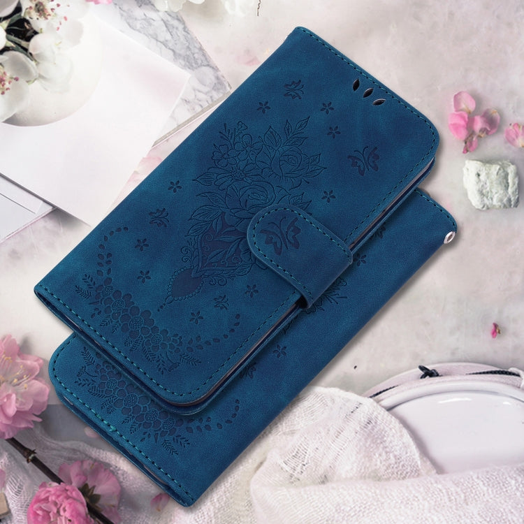 For Google Pixel 9 Pro Butterfly Rose Embossed Leather Phone Case(Blue) - Google Cases by PMC TechLife | Online Shopping South Africa | PMC TechLife | Buy Now Pay Later Mobicred