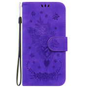 For Google Pixel 9 Pro Butterfly Rose Embossed Leather Phone Case(Purple)
