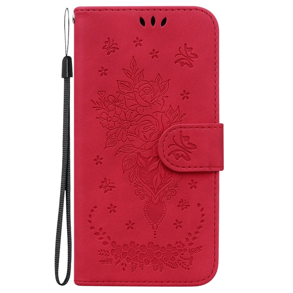 For Google Pixel 9 Pro Butterfly Rose Embossed Leather Phone Case(Red)