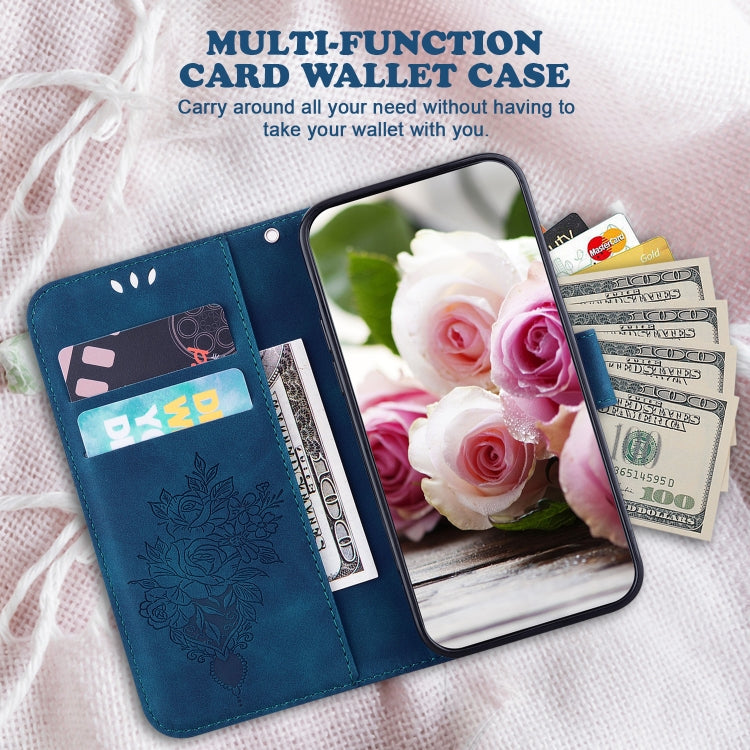 For Google Pixel 9 Butterfly Rose Embossed Leather Phone Case(Blue)