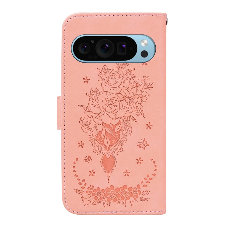 For Google Pixel 9 Butterfly Rose Embossed Leather Phone Case(Pink) - Google Cases by PMC TechLife | Online Shopping South Africa | PMC TechLife | Buy Now Pay Later Mobicred