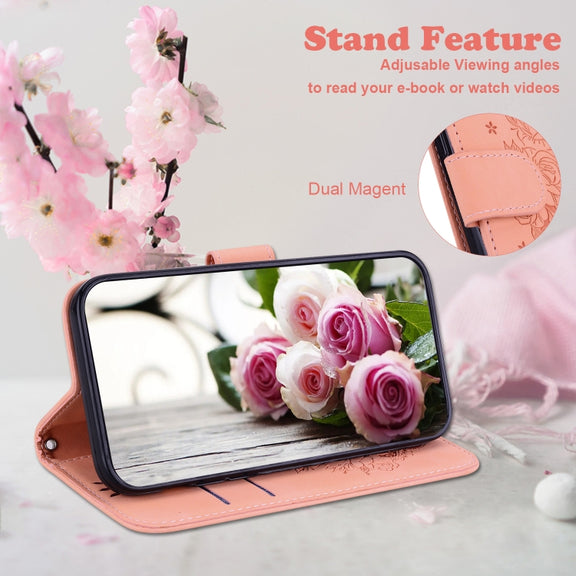 For Google Pixel 9 Butterfly Rose Embossed Leather Phone Case(Pink)