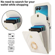 For Motorola Razr 40 Ultra / Razr 2023 V-shaped RFID Card Slot Phone Case with Ring Holder(White)