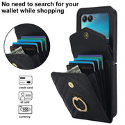 For Motorola Razr 40 Ultra / Razr 2023 V-shaped RFID Card Slot Phone Case with Ring Holder(Black)