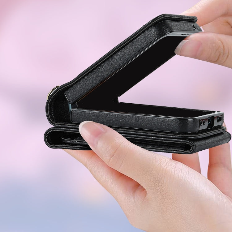 For Motorola Razr 40 Ultra / Razr 2023 V-shaped RFID Card Slot Phone Case with Ring Holder(Black)