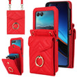 For Motorola Razr 40 Ultra / Razr 2023 V-shaped RFID Card Slot Phone Case with Ring Holder(Red) - Motorola Cases by PMC TechLife | Online Shopping South Africa | PMC TechLife | Buy Now Pay Later Mobicred