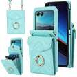 For Motorola Razr 40 Ultra / Razr 2023 V-shaped RFID Card Slot Phone Case with Ring Holder(Green) - Motorola Cases by PMC TechLife | Online Shopping South Africa | PMC TechLife | Buy Now Pay Later Mobicred
