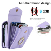 For Motorola Razr 40 Ultra / Razr 2023 V-shaped RFID Card Slot Phone Case with Ring Holder(Purple)