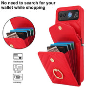 For Motorola Razr 40 V-shaped RFID Card Slot Phone Case with Ring Holder(Red)