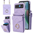 For Motorola Razr 40 V-shaped RFID Card Slot Phone Case with Ring Holder(Purple) - Motorola Cases by PMC TechLife | Online Shopping South Africa | PMC TechLife | Buy Now Pay Later Mobicred