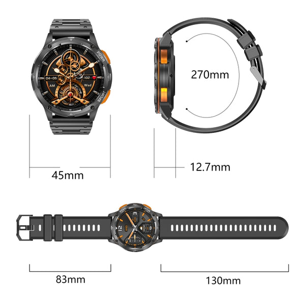 LEMFO AK59 1.43 inch AMLOED Round Screen Silicone Strap Smart Watch(Black)