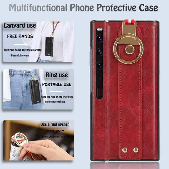 For Huawei Mate X / XS Wristband Leather Back Phone Case(Red)