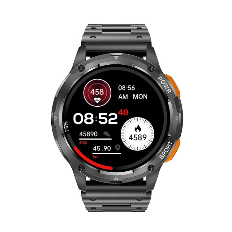 LEMFO AK59 1.43 inch AMLOED Round Screen Steel Strap Smart Watch(Black) - free shipping - PMC TechLife - Order now!