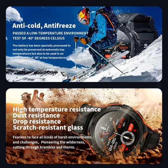 LEMFO C25 1.43 inch HD Round Screen Outdoor Smart Watch Supports Blood Oxygen Detection/Sedentary Reminder(Black Orange)