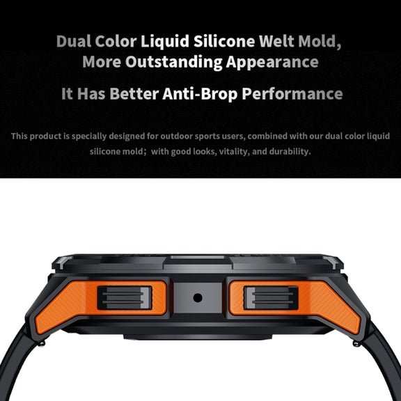 LEMFO C25 1.43 inch HD Round Screen Outdoor Smart Watch Supports Blood Oxygen Detection/Sedentary Reminder(Black Orange)
