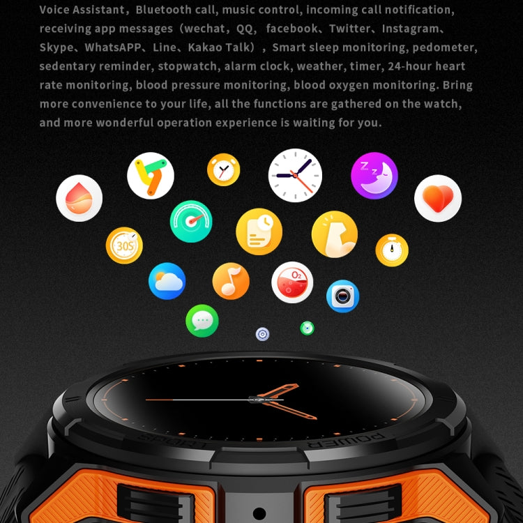 LEMFO C25 1.43 inch HD Round Screen Outdoor Smart Watch Supports Blood Oxygen Detection/Sedentary Reminder(Black Orange)