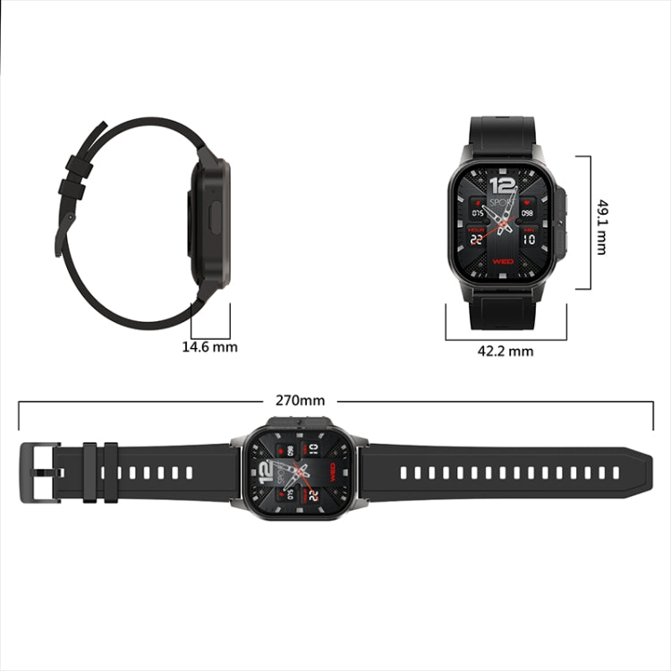 LEMFO DM62 2.13 inch AMOLED Square Screen Smart Watch Android 8.1, Specification:2GB+16GB(Black) - free shipping - PMC Jewellery - Order now!